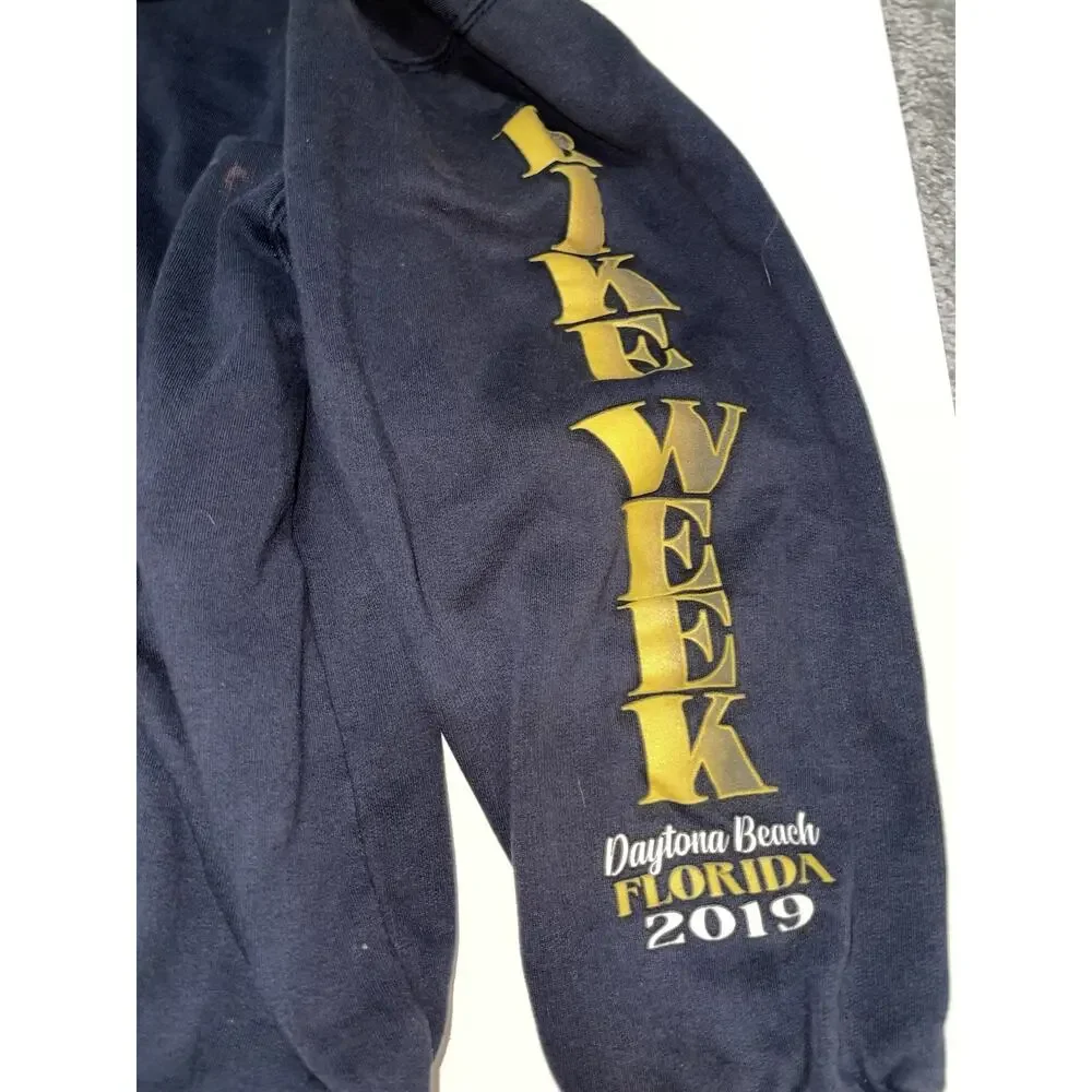 Daytona Beach Bike Week 2021 Men’s Full Zip Hoodie Blue Size XL - Picture 3 of 7